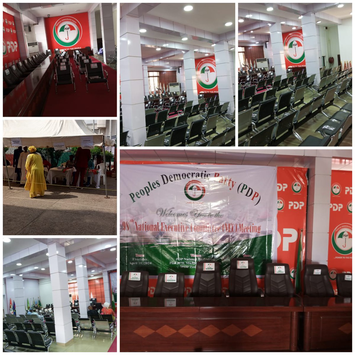 All is set for the 98th PDP NEC meeting Wadata Plaza Abuja.