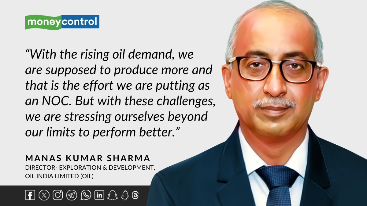 Oil India Ltd. plans to go “beyond limits” in its exploration efforts this year as #CrudeOil prices rise, Manas Kumar Sharma, director of exploration and development, told Moneycontrol in an exclusive interview. Read the interview ⬇️ moneycontrol.com/news/business/… @OilIndiaLimited |…