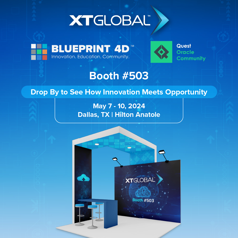 XTGlobal's tweet image. Join XTGlobal at BLUEPRINT 4D, May 7-10, 2024, at Hilton Anatole, Dallas, Texas! Visit Booth #503 to explore the innovation that unlocks your potential to be future-proof. See you there! For more, explore: bit.ly/3LDyA0K
#BLUEPRINT4D #QuestOracleCommunity #Dallas