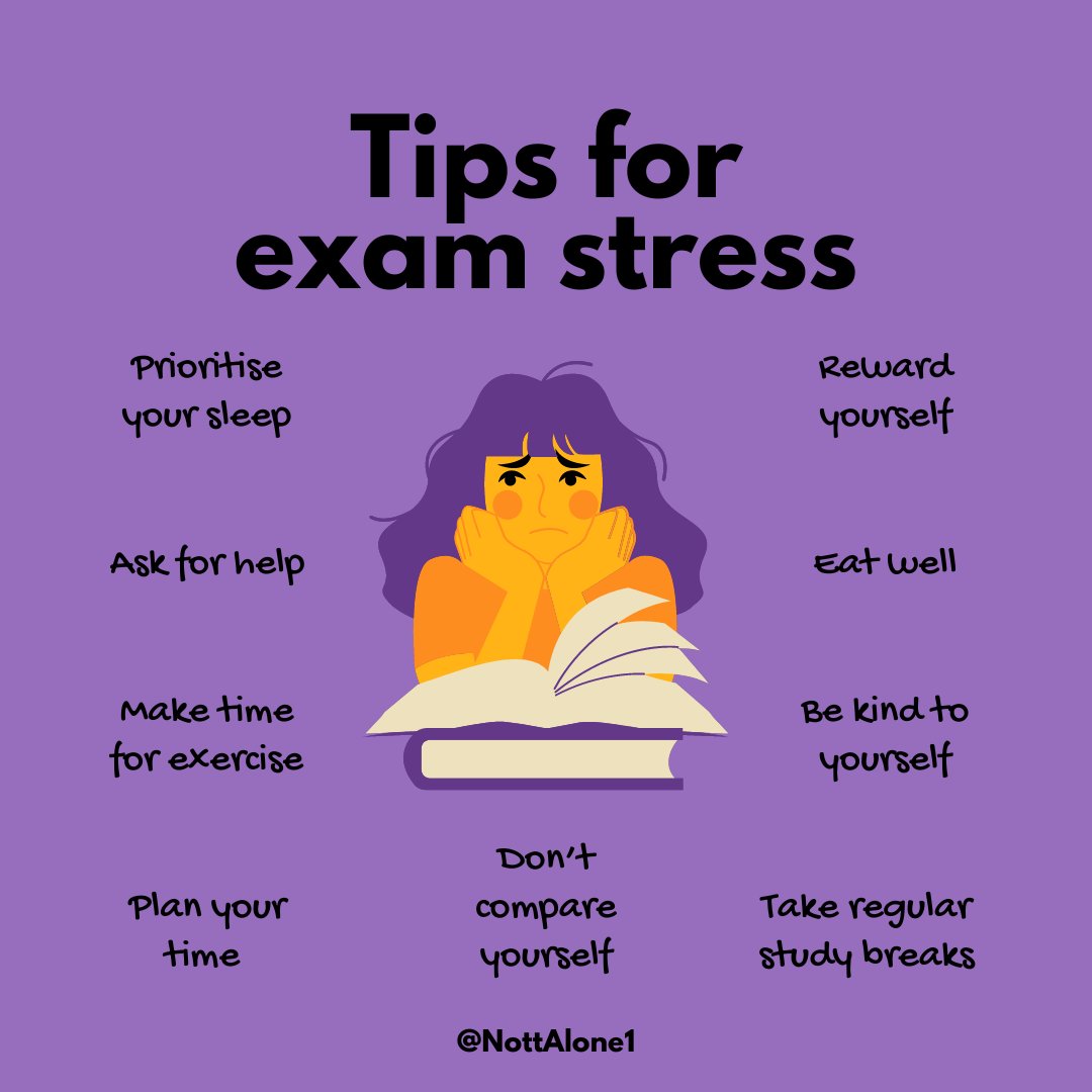 It is normal for children and young people to feel stressed in the build-up to exams✏️

We can support our children and young people by  teaching them ways to cope with exam stress ⤵️

#StressAwarenessMonth #ExamStress #NottAlone #YouAreNotAlone