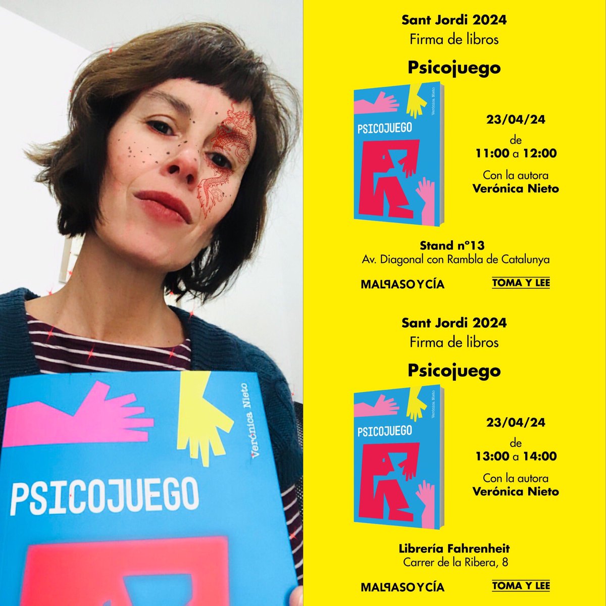 Se viene #SantJordi2024 y estaré con boli en mano en stand de @MalpasoyCia de 11-12 h y en @libreria_f451 de 13-14 h ¡Nos vemos! #psicojuego
