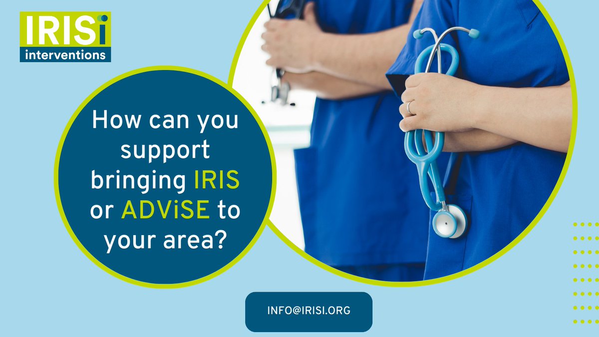 If you would like to bring IRIS or ADViSE to your area, you can present it to your #ICB or #HealthBoard, or discuss it with your local specialist #domesticabuse service. We're here to help so please get in touch: info@irisi.org.