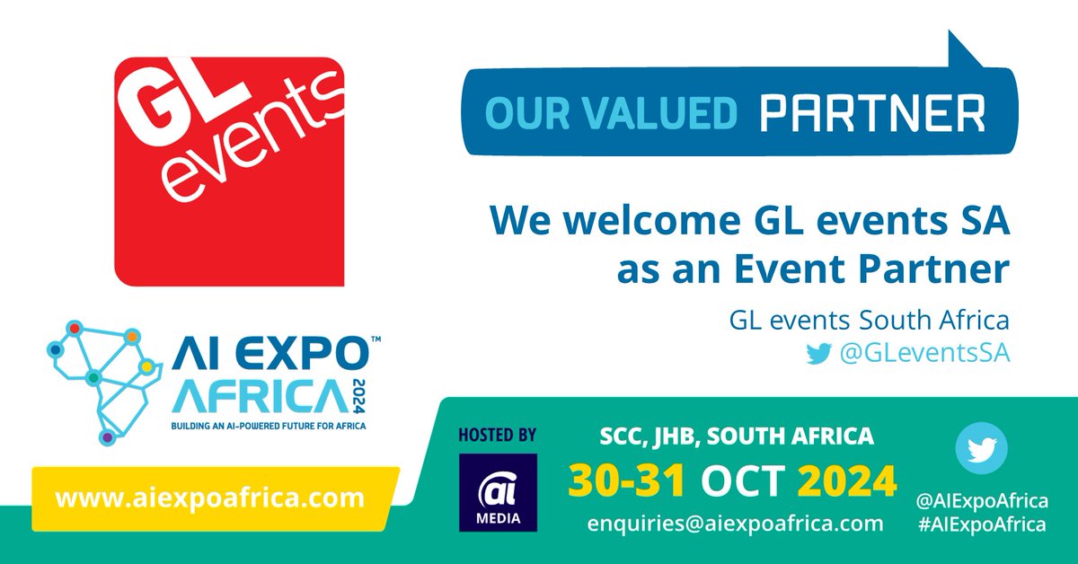 NEWS: We welcome @GLeventsSA as a partner to the 7th Edition of @AIExpoAfrica 2024 – Join Africa’s largest B2B Smart Tech Event aiexpoafrica.com

#AIExpoAfrica #SouthAfrica #Gauteng #Johannesburg #AI #RPA #IA #IntelligentAutomation #ArtificialIntelligence #Africa #AI4Good