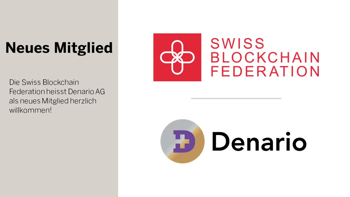 Herzlich Willkommen, @DenarioSwiss bei der Swiss Blockchain Federation! Denario ist ein Schweizer #Fintech-Unternehmen, das den Denario Silver Coin (#DSC) auf den Markt gebracht hat, welcher vollständig durch physisch gelagertes Silbergranulat abgesichert ist.