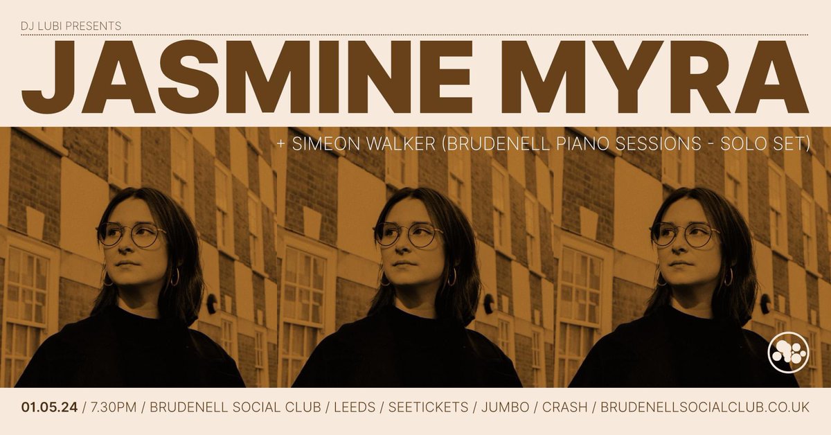 Leeds! 🤍💛💙 Super looking forward to opening for the fantastic @jasmine_myra_ & her awesome band, back home at the best of the best @Nath_Brudenell on 1st May. It would be a delight to see you there! 🎹 All my live dates & ticket info here: simeonwalker.co.uk/live