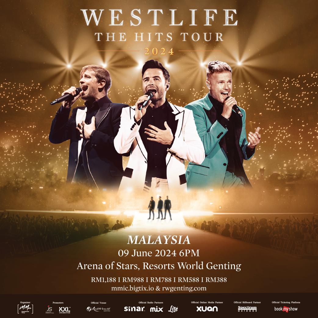 westlifemusic's tweet photo. Malaysia! 🇲🇾 are you ready?? We’ll be coming to see you guys live with The Hits Tour on 9th June 2024! ❤️ Tickets go on sale 26th April! We can’t wait to see you there ✨💫 https://t.co/31swrE2ZFL