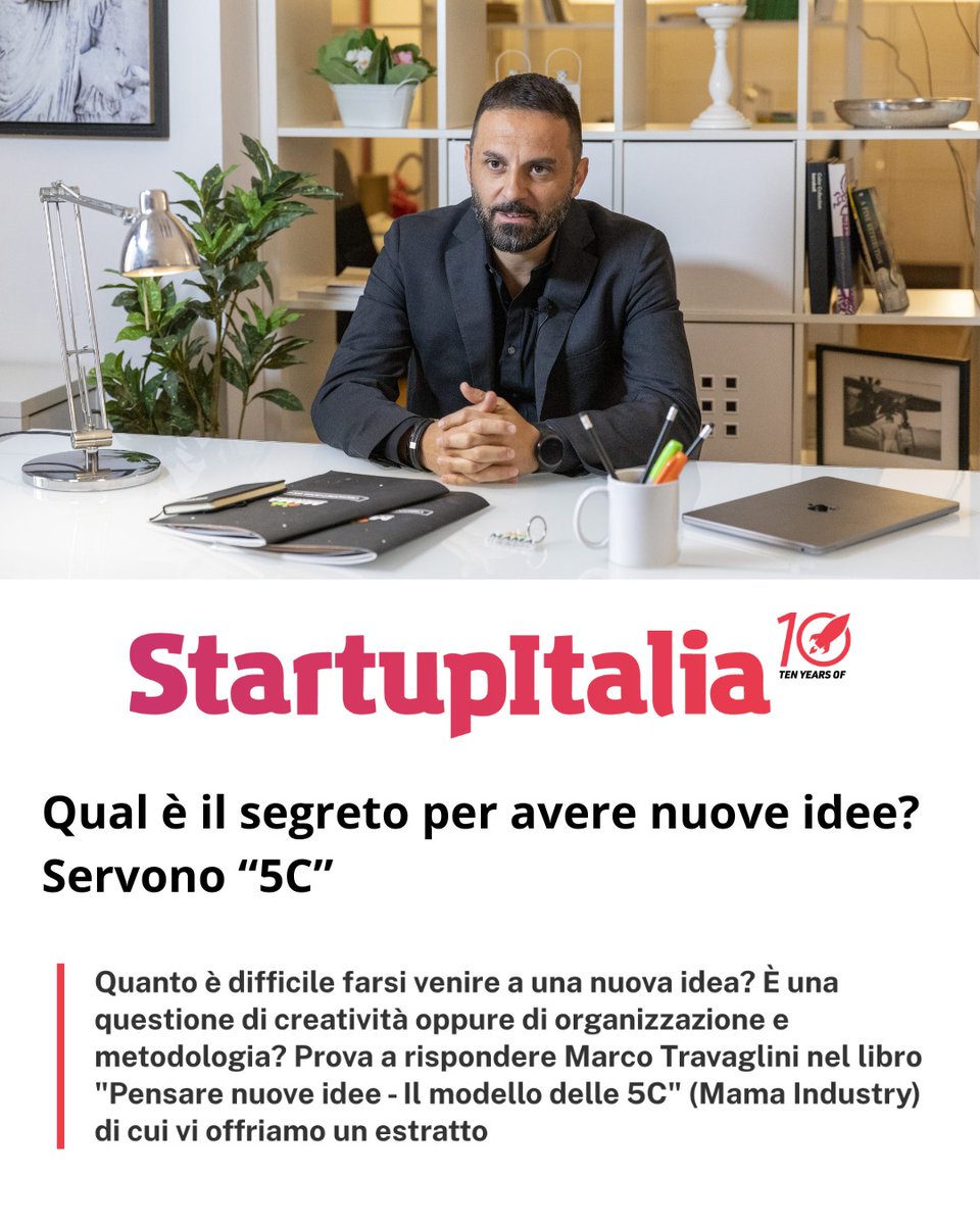 Quanto è difficile farsi venire un'idea? Ѐ una questione di creatività oppure di organizzazione e metodologia? Su @startup_italia ho raccontato come abbiamo innovato #mPMI e #PMI con il Modello delle 5 C. Qui ti racconto cos'è e come applicarlo 👉 startupitalia.eu/startup/le-5c-…