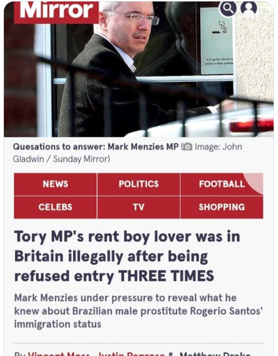 Refused entry to a Brazilian prostitute called Rogerio? I mean, headlines write themselves with the Tory party! 😂😂😂😂