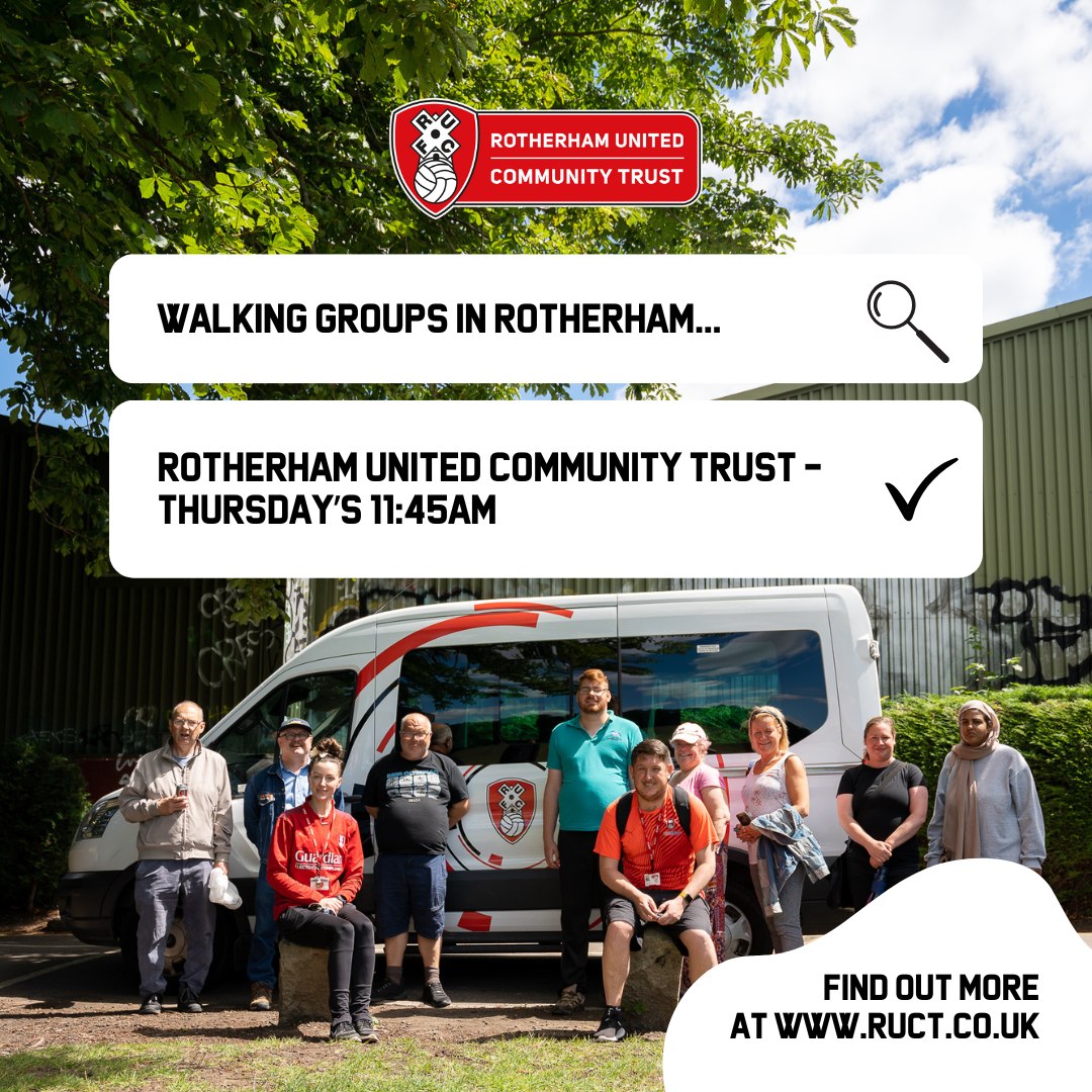 #thursdaymotivation #FREE walking group session - meet at Aesseal New York Stadium -11:45am - transport provided to various scenic locations around South Yorkshire for a walk! Want to get out and about more, see new places? Meet new friends? And keep healthy? with @RUFC_CT