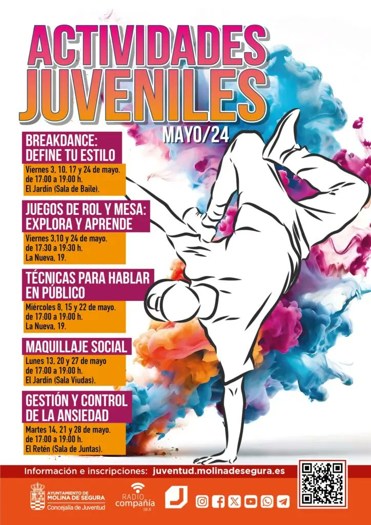Ayuntamiento de Molina Segura (@aytmolinasegura) on Twitter photo 5⃣La Concejalía de <a href="/juventudmolina/">Concejalia de Juventud de Molina de Segura</a> oferta cinco actividades formativas gratuitas para el mes de mayo en #MolinadeSegura
✅Los cursos están dirigidos a la población joven de entre 12 y 30 años
portal.molinadesegura.es/la-concejalia-… 5⃣La Concejalía de <a href="/juventudmolina/">Concejalia de Juventud de Molina de Segura</a> oferta cinco actividades formativas gratuitas para el mes de mayo en #MolinadeSegura
✅Los cursos están dirigidos a la población joven de entre 12 y 30 años
portal.molinadesegura.es/la-concejalia-…