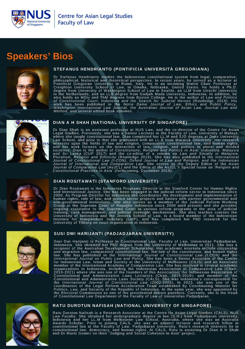 CALS_NUS's tweet photo. Join us for the CALS Virtual Roundtables on Asian Law Series: “Twenty Years of the Indonesian Constitutional Court – A Discussion”, on 25 Apr 2024 (Thu), 9.00AM to 10.30AM (SGT), on Zoom!
Register here by 23 Apr: https://t.co/XhGsAln50x
#calsnus #IndonesianLaw #ConstitutionalLaw https://t.co/TilPAFjGTU
