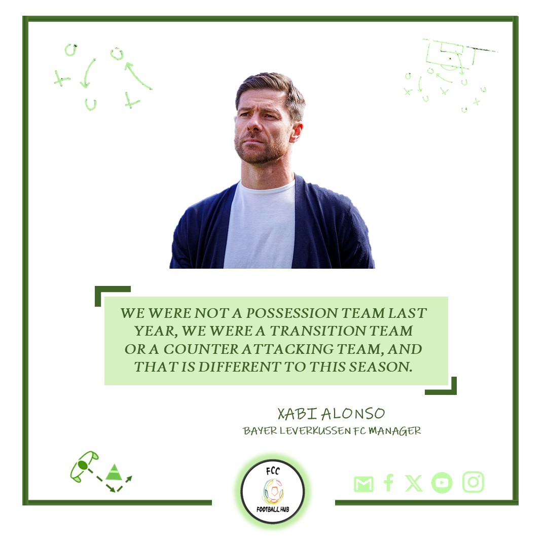 HubFcc's tweet photo. 💭Ｑｕｏｔｅｓ⚽️
He just gone and won the #Bundesliga on his first full season.

#XabiAlonso job at #BayerLeverkusen this season has been incredible. Can they end the season unbeaten? Can they add more titles to the season?

The answers in a few weeks.

#FCCHub #FootballManager https://t.co/56V5fGUGf9