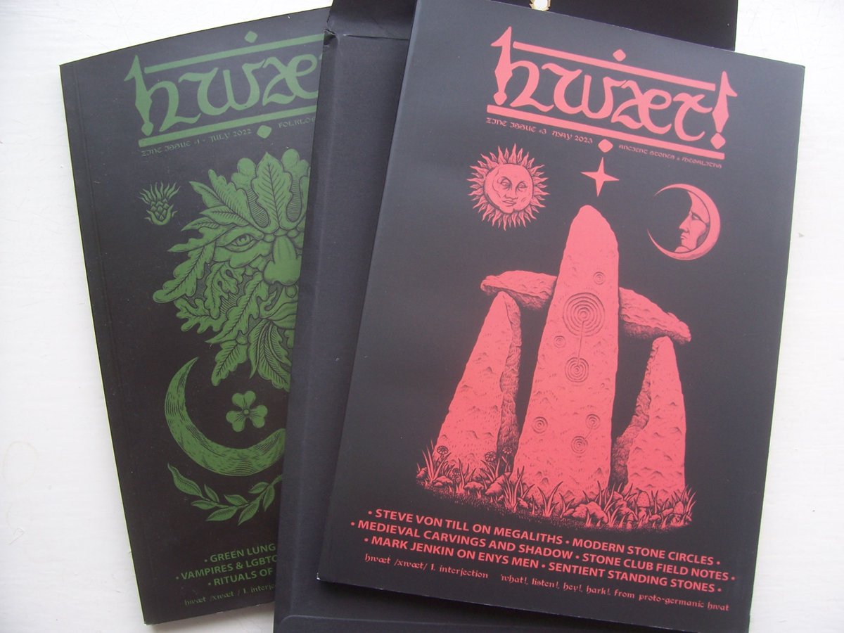 Folky people... I got chatting to Bunty and George after a Scarred For Life show, and they sent me a little bundle of their Hwæt zine. It's a lovely... folk horror, stone circles and downright weirdness, but with a very playful sense of humour. hwaetzine.co.uk