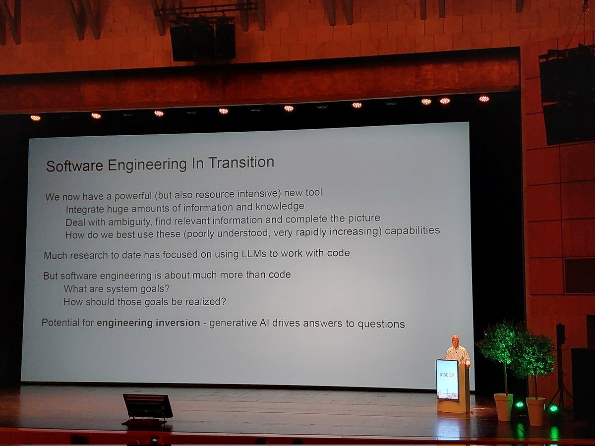 Software Engineering is much more than code. How do we use LLMs to understand problems (requirements) and solve them (design)?
Keynote of Martin Riner #icse2024