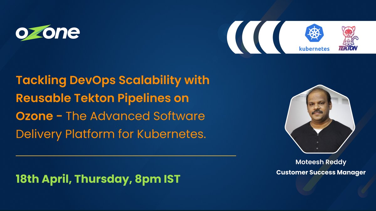 ozone_cloud's tweet photo. Join us today at 8pm IST for a #webinar where we tackle #DevOps scalability challenges head-on using reusable #Tekton pipelines on Ozone.  

https://t.co/kBgIS3txZd

#CICD #OzoneOne https://t.co/BBwR8d2cH3
