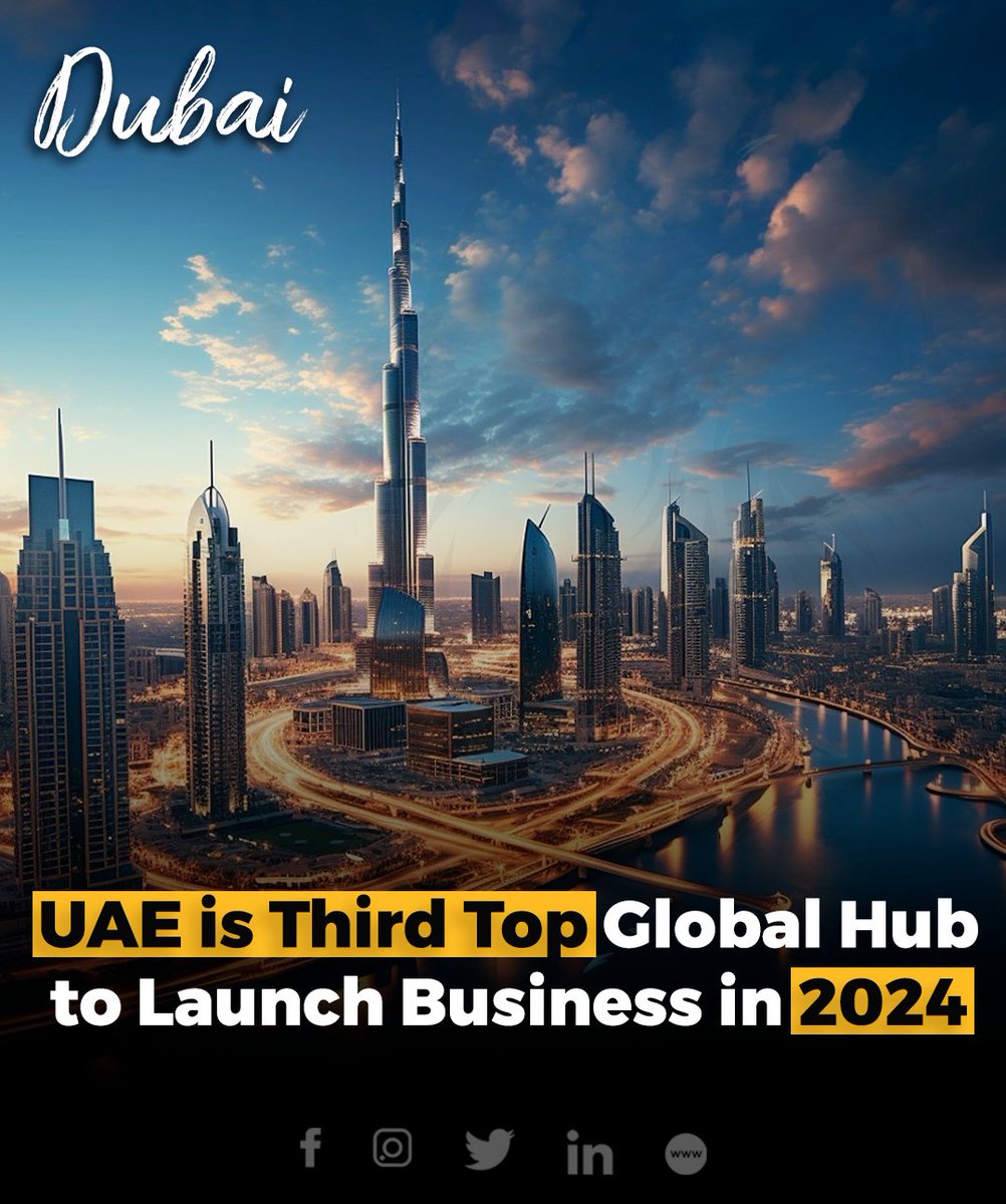 The UAE ranks third globally for launching businesses in 2024, owing to its efficient setup process, low corporate tax, and reasonable living costs. 

#UAEinnovation #StartupHub #UAEentrepreneurship #FutureofBusiness
