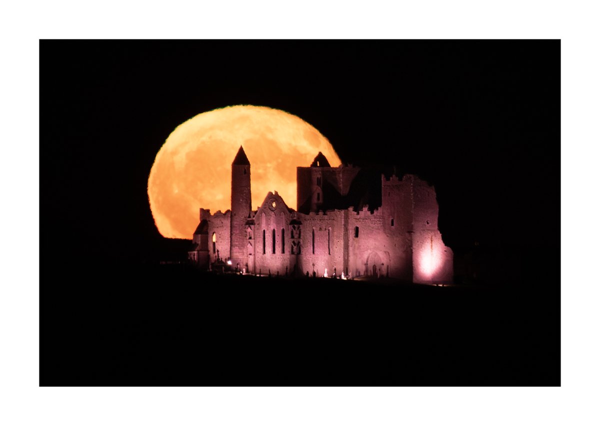 The Rock of Cashel, Co. Tipperary, #Ireland with the rising Supermoon June 2023 for #WorldHeritageDay #StormHour