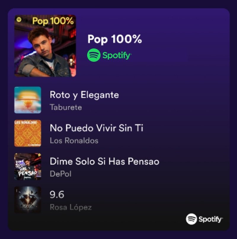 NewsRosaLopez's tweet photo. 🔴NOVEDAD:

El single "9.6" de @RosaLopez incluye en la lista #Pop100 de @SpotifySpain | @Beatclapmusic

💎🎧Enlace:
https://t.co/YspAE933UL https://t.co/y6HLv3MNoM