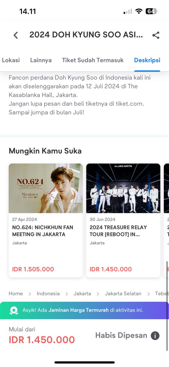 dandeaniee's tweet photo. DOH KYUNGSOO FANCON IN JAKARTA

Pre-sales 1: within 2 mnts
Pre-sales 2: within 2 mnts
General sales 1: within 5 mnts

General sales 2: within 1 hours 30 mnts due to long queue and deadline payment. Actually within 10 mnts all tickets are fully booked

#FANCONCERT_BLOOM_inJKT https://t.co/gFwozwNg1Q