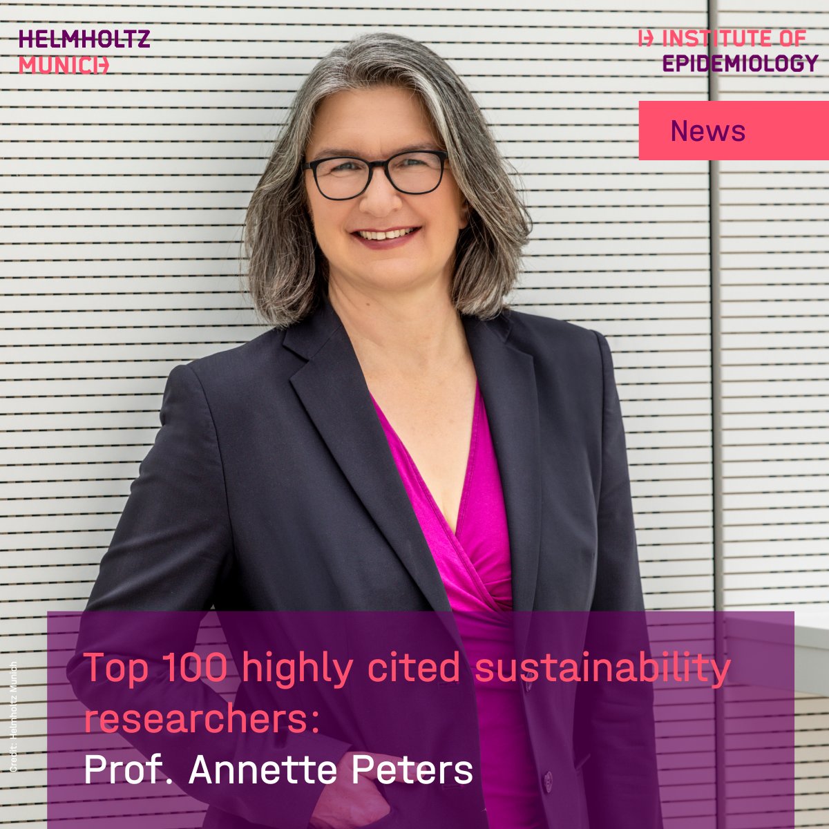 Congratulations to Prof. Annette Peters, Director of the Institute of #Epidemiology at #HelmholtzMunich, as one of the 100 highly cited sustainability researchers & as one of the select 7 #women! 👏 👉More: t1p.de/fw47w #SGDs #health #pollution #womeninscience