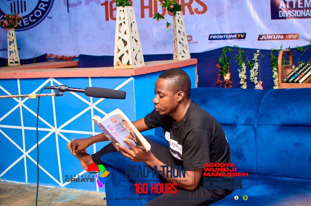 itz_attah's tweet photo. 160 hours Marathon Reading by an individual currently going on in Taraba State Nigeria
@NigeriaGov 
@GovAgbuKefas 
@GWR 
@KvngWhillz
@UNICEF
@WeAfricaCr4506
@GovAgbuKefas
#WeafricaCreate 
#WeafricaCreate
#160hoursreadAThon https://t.co/GPnPY3elEs