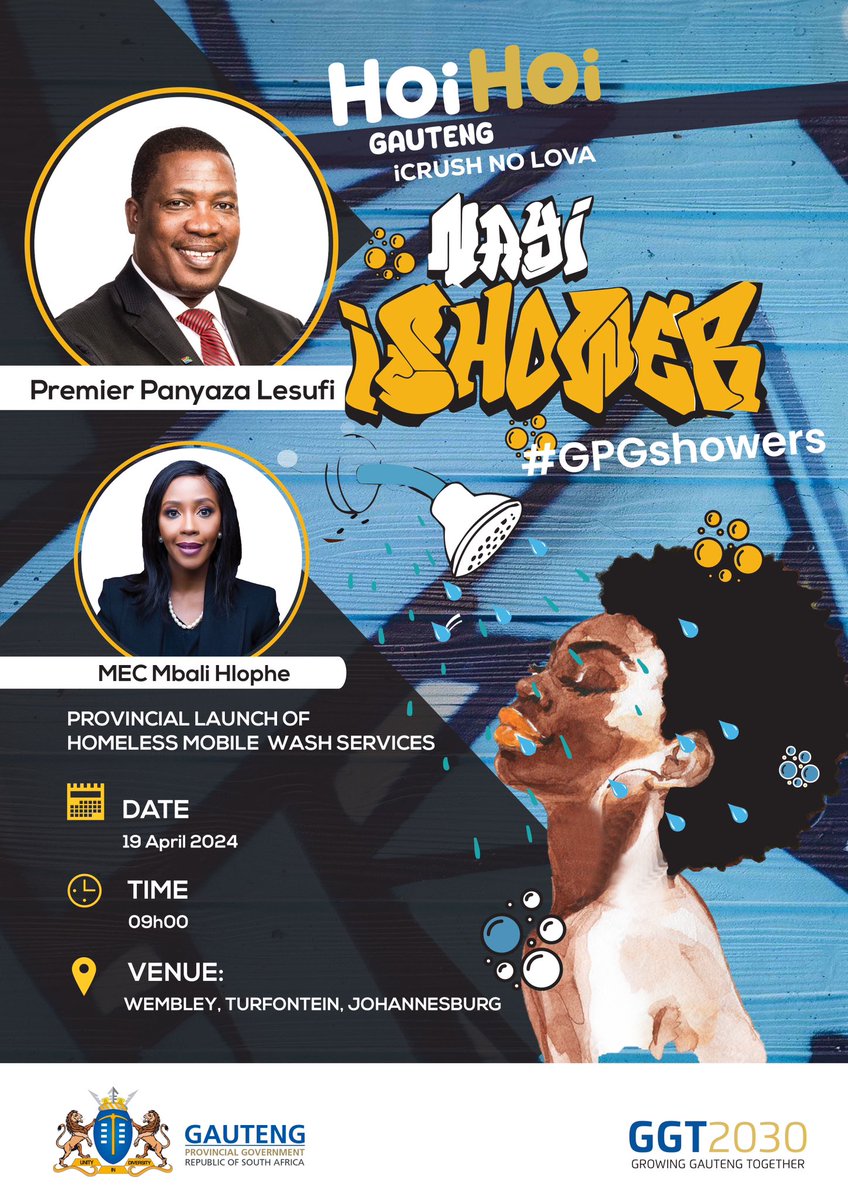 ⚠️ MEDIA ADVISORY | GAUTENG GOVERNMENT TO LAUNCH MOBILE SHOWERS FOR HOMELESS ⚠️ #Premier @Lesufi and MEC for @gpgSocDev & @OfficialGDARD @MbaliHlopheSA will tomorrow, 19 April 2024 unveil mobile showers for homeless people in Johannesburg. gauteng.gov.za/Departments/De… #GPGshowers