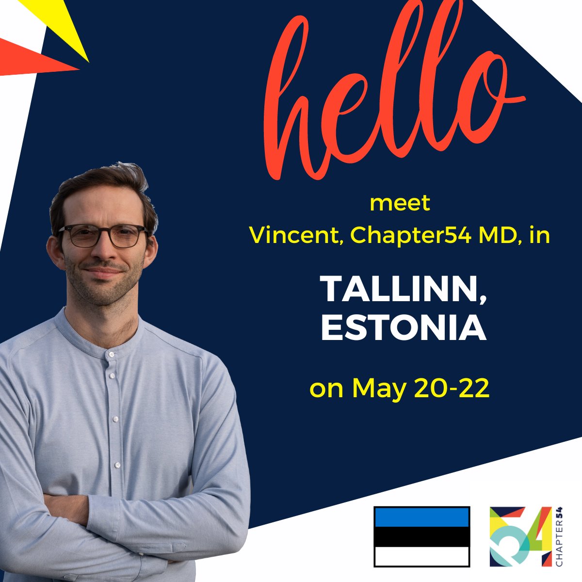 Our own @VincentPrevi will be in Tallinn, Estonia on May 20-22 for 2 exciting tech events: - Africa Business Forum 2024: abfestonia.ee - Latitude59 on May 22nd: latitude59.ee Send us a message to meet him or if you want to learn more about Chapter54. 🤙