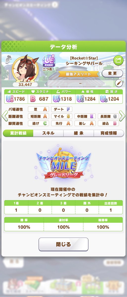 3249gpx's tweet photo. うおー昨日の夜直感でパールはどや？って思ってパール育てたら久しぶりに切れ者くるわでやってくれたぁぁぁ！！2回目のAグループ勝利チャンミプラチナわーい🙌🙌🙌 https://t.co/p4gVZzoheh