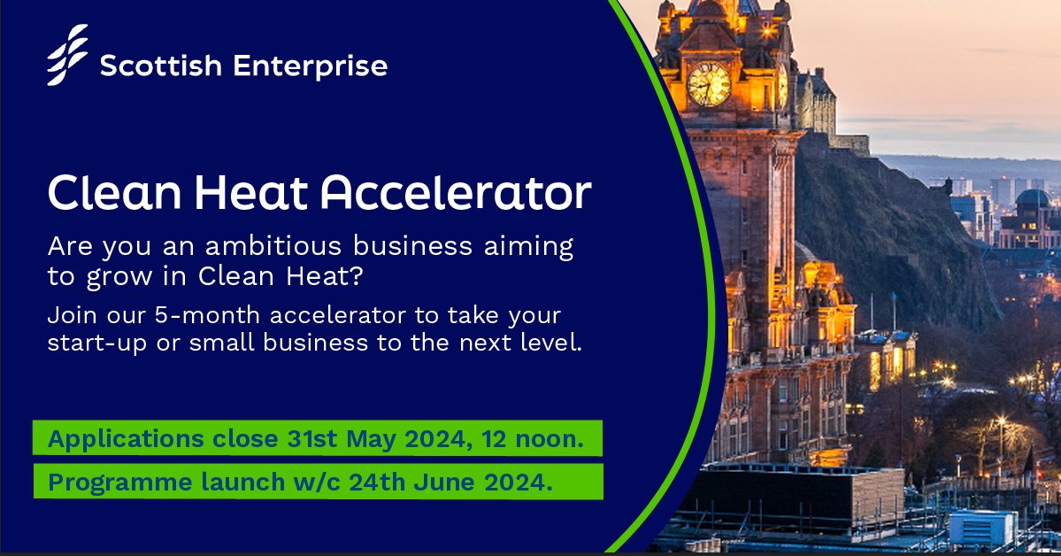 bgateway's tweet image. If you're an ambitious small business or start-up that supports clean heat in buildings, check out @scotent's Clean Heat Accelerator ➡️ scottish-enterprise.com/learning-zone/…

⏰ 💻 Join their pre-application webinar on 24 April and hear from past participants.
 
#CleanHeat