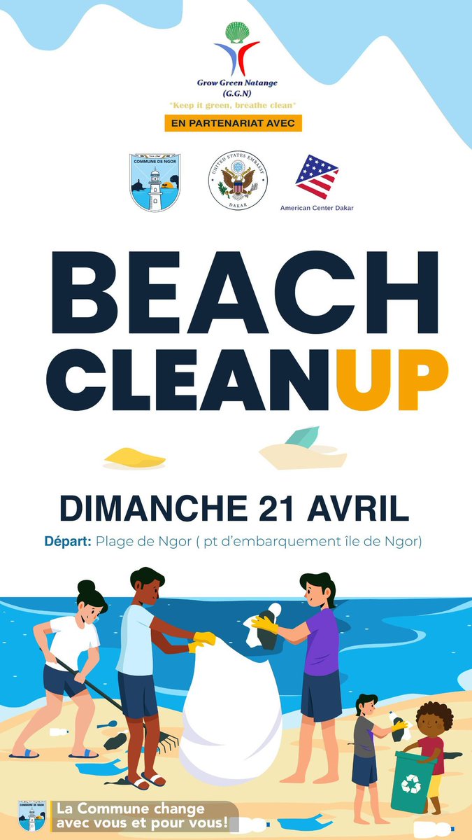 Nous organisons beach clean up day à la plage de Ngor
Venez nombreux pour nous soutenir pour la réussite de cet événement
