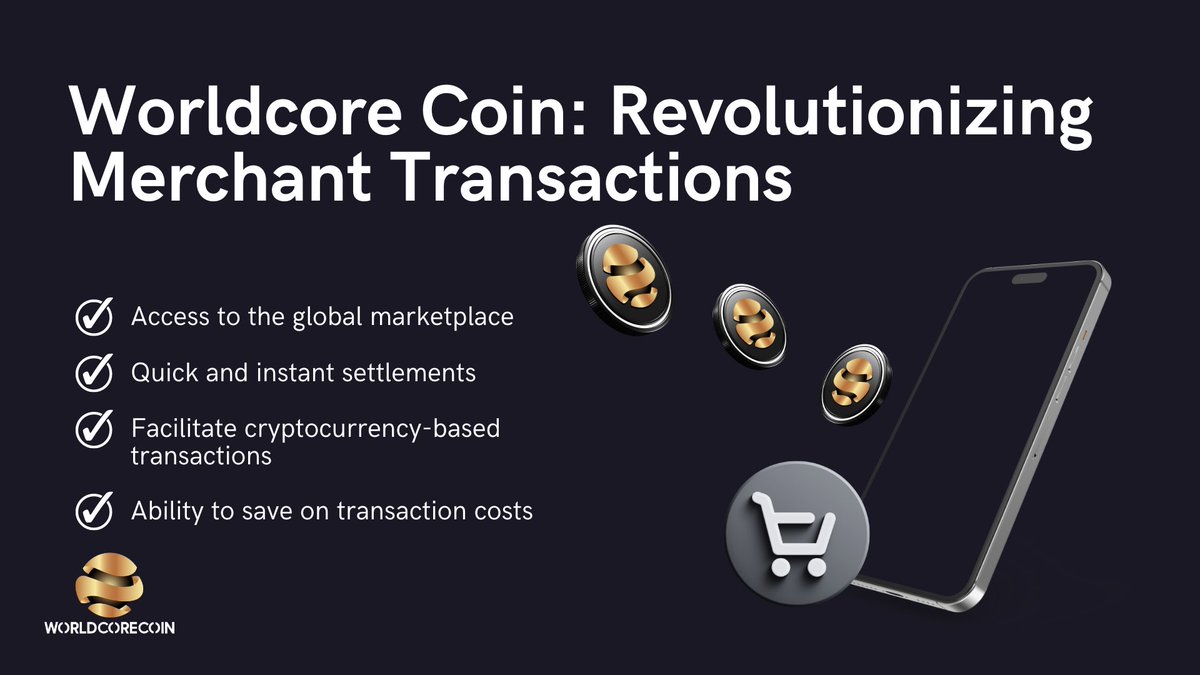 #WorldcoreCoin is reshaping merchant transactions with innovative solutions, offering global market access, seamless payments, and growth opportunities. Join the revolution! 🌐💼 #crypto #paymentsolution