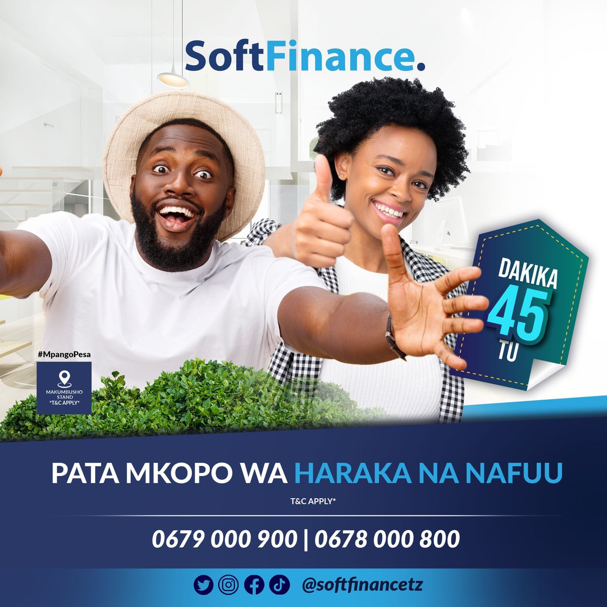 Kila siku inakuja na changamoto zake tunajua hauwezi kuwa na pesa kila siku ndio maana @softfinancetz wakaja na #MpangoPesa ili kuweza kuwa suluhisho la matatizo yako ya kifedha. Wasiliana nao leo na upate mkopo wako ndani ya dk 45 tu. #SoftFinance