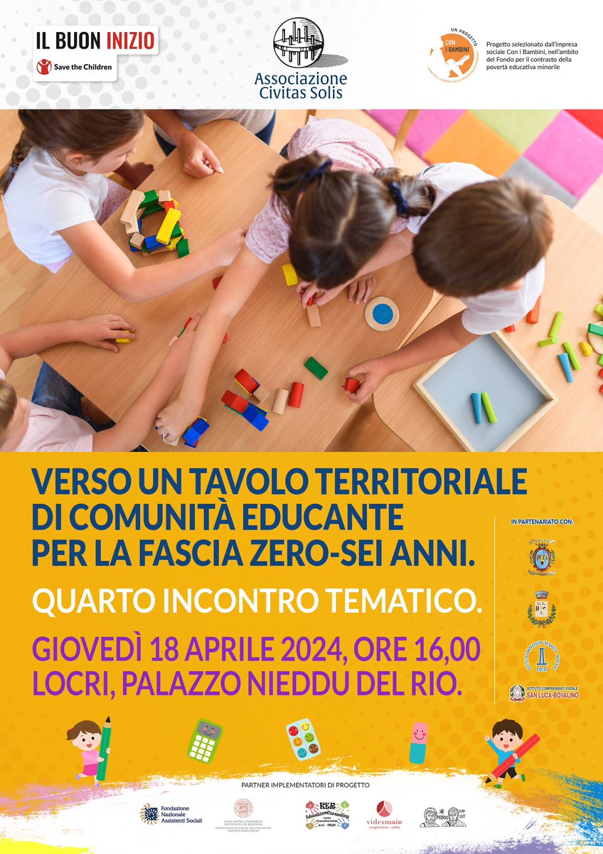 civitassolis's tweet photo. “Il Buon Inizio. Crescere in una comunità educante che si prende cura“ oggi alle ore 16:00 presso le sale del Palazzo Nieddu del Rio di #Locri . #comunitàeducante #locride @SaveChildrenIT @ConiBambini https://t.co/fKccQaQwVf