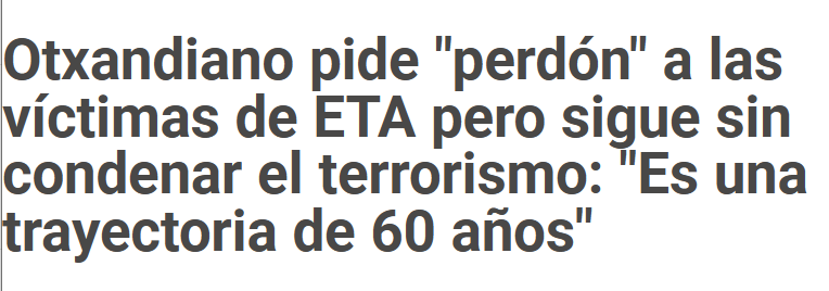 Si Otxandiano fuese un "constitucionalista" de extremo centro probablemente en lugar de pedir perdón habría dicho que en la derecha Ñ (y en el PNV) son unos carcas. Todo el día dale que te pego con la ETA del abuelo y las víctimas de no sé quién.