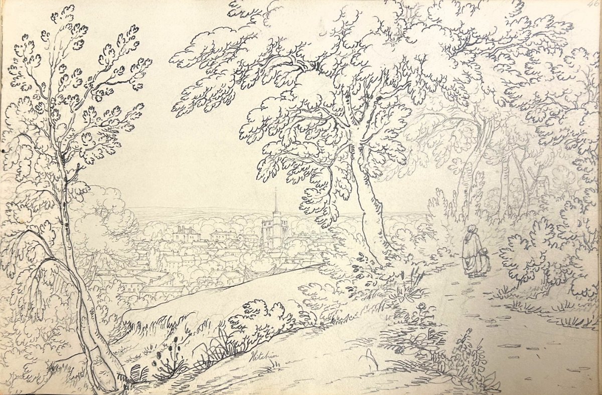 We love this c 19th century sketch of Hitchin from the hill (DE/X837/1/44), can anyone spot the feature which gives the hill its name but which is not longer there?