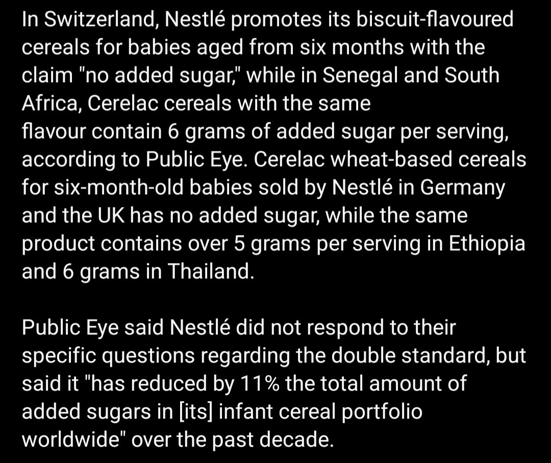 Merkezi İsviçre'de olan Nestle, merkez ülkesinde, Almanya, UK ve Fransa 'da en çok tüketilen bebek mamalarını şekersiz satarken, düşük ve orta gelir seviyeli ülkelerde bebek mamalarına yüksek oranda şeker ekliyormuş. Fakat İsviçreli biliminsanları Beypazarı maden suyundaki