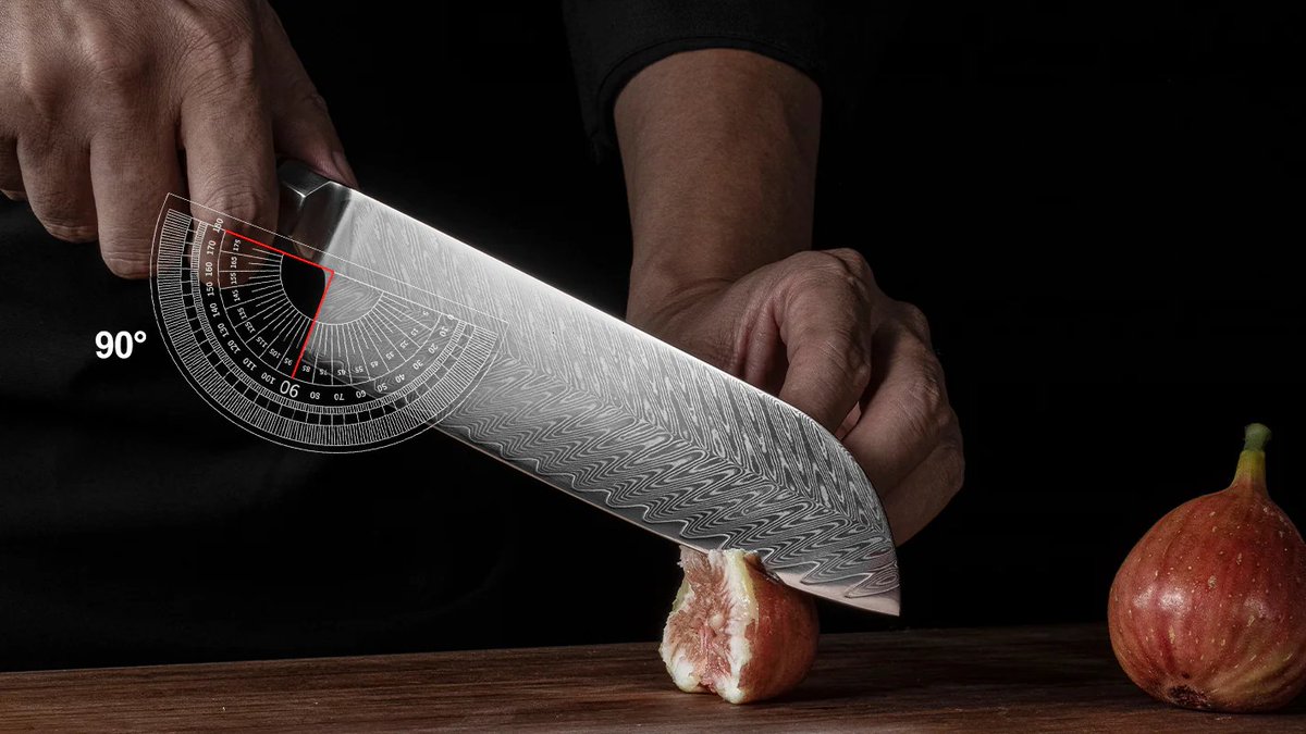 We employ a 90°beveled edge design to ensure the blade doesn't harm your hands, providing you with a worry-free experience, and adopt an Ergonomic handle shape for superior hand control, agility and comfort. 
okingjoy.com/products/7-inc…
#Okingjoy #Okingjoyknives #BestKitchenKnives