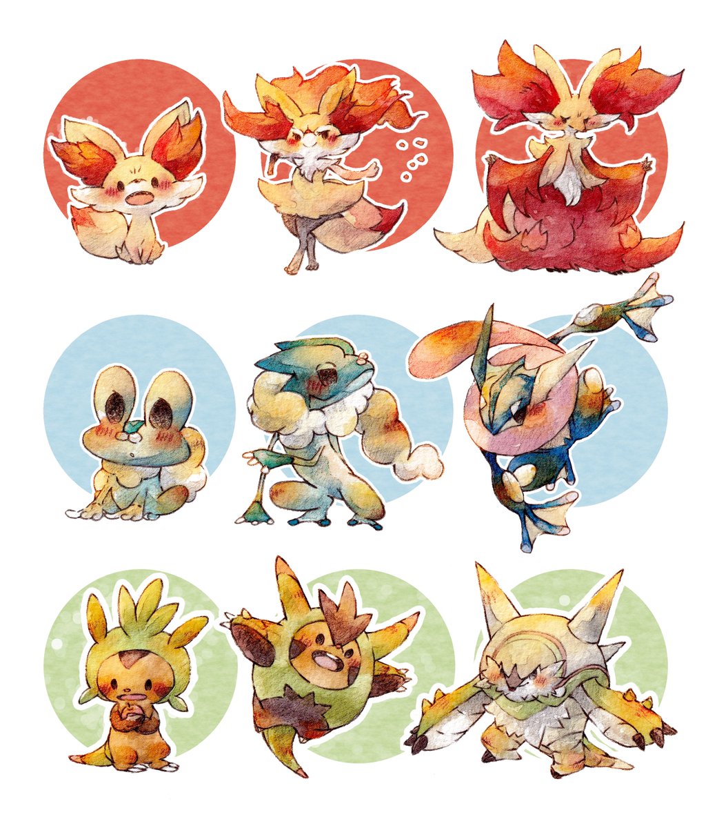 ポケモンxy御三家まとめたぁ（自分絵）