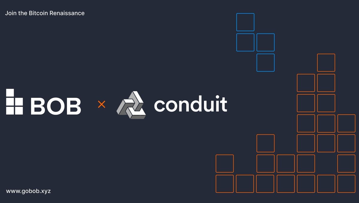Announcing <a href="/conduitxyz/">Conduit</a> as our rollup deployment partner. 🎉

BOB will leverage Conduit's best-in-class platform to provide a secure &amp; efficient hybrid layer for the Web3 economy.

Are you ready for the #Bitcoin renaissance?