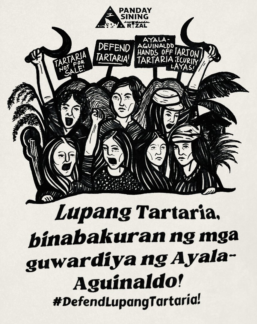 pandaysiningrzl's tweet photo. JARTON SECURITY, AYALA-AGUINALDO, LAYAS SA LUPANG TARTARIA! LUPANG TARTARIA, DEPENSAHAN! 

Ang Lupang Tartaria sa Silang Cavite ay nanganganib sa naglalaway na pangil ng gahamang Ayala-Aguinaldo at mga armadong gwardya nito mula sa Jarton Security Agency. https://t.co/5bCbuZNDwR