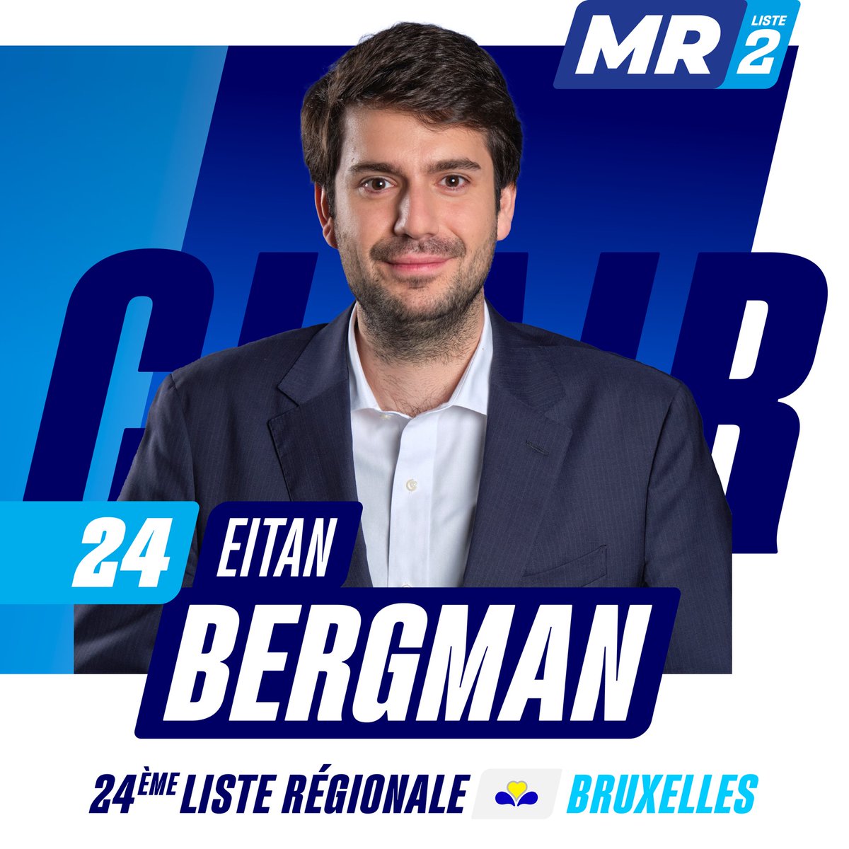 Je suis candidat aux élections régionales en 24ème position sur la liste @MR_officiel à Bruxelles 💥   Pour vous, pour nous, pour nos valeurs fondamentales, je compte sur votre voix ! 🗳️Le 9 juin 2024, votons 2️⃣4️⃣ sur la liste MR! 🚀💙   @GLBouchez @LeisterhDavid @VivTeitelbaum