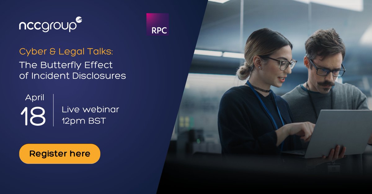 Join us at 12pm (BST) for a special webinar with legal experts, @RPCLaw, as we host UK-based #CyberSecurity, #Legal and #DataProtection professionals for a discussion on effective cyber incident response management. Register your place here: bit.ly/cybLegWb