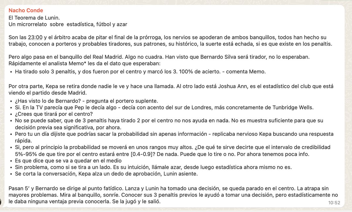 #FútbolYEconomía Cómo hacer inferencia con muestras pequeñas. @conderuiz, gran amigo y también gran madridista, me ha hecho llegar un excelente ejemplo para contar en clase (no solo de Economía): El Teorema de Lunin