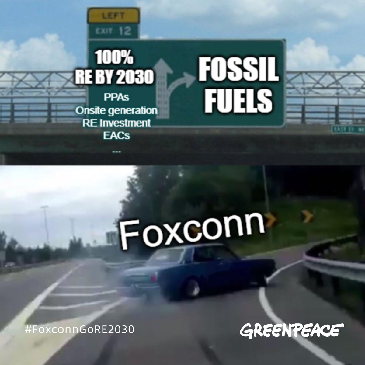 Hey top iPhone maker @HonHai_Foxconn , as you continue to opt for fossil fuels, remember there are ample opportunities to increase renewable energy usage worldwide. We urge you to pledge 100% RE by 2030.🙌

#FoxconnGoRE2030 #SuppyChange