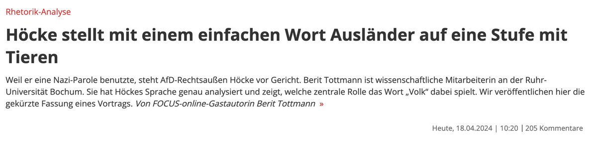 Komisch. Als Ungeimpfte als 'gefährliche Sozialschädlinge' beschimpft wurden, gab es keine 'Rhetorik-Analyse' bei Focus + Co. Das war Qualitätsmedien wohl egal. Mitbürger auf Stufe mit Ungeziefer zu stellen? No prob - also wenn es gegen 'die Richtigen' geht. #Aufarbeitung