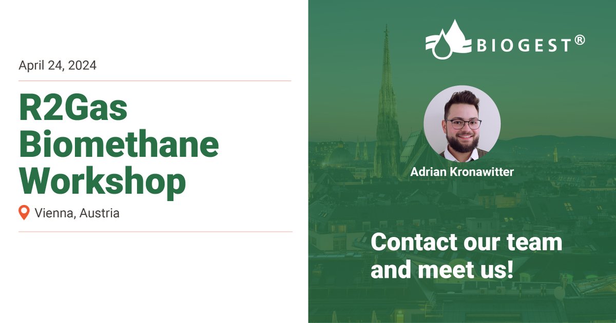 Servus 🇦🇹! On April 24, we have a home game at the #R2Gas Biomethane Workshop. Our #Biogas Expert talks about the 'Comparison of different #anaerobicdigestion technologies in function of the substrate and subsequent #biogas upgrading'. Make a difference. r2gas.org/register