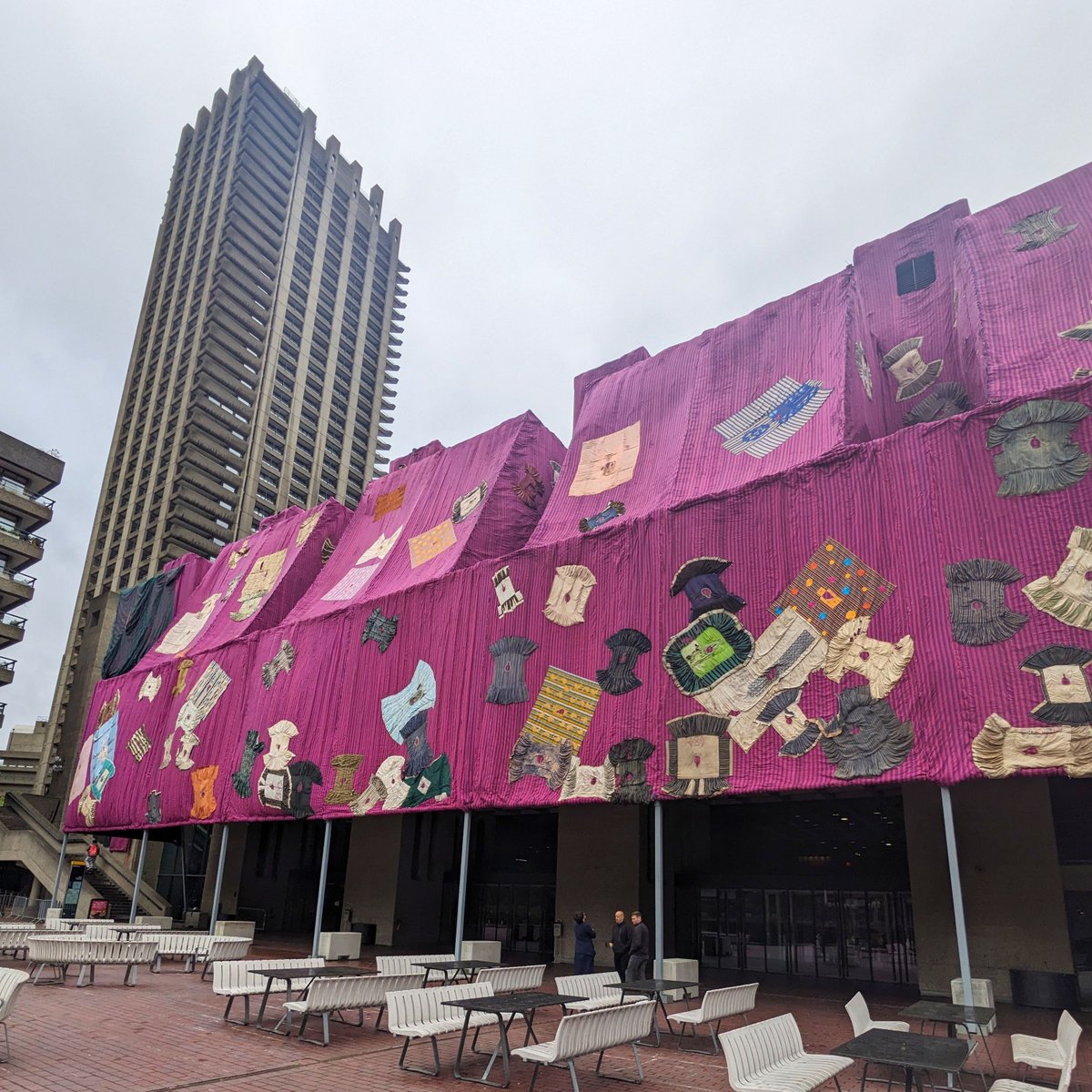 A chunk of Barbican has been covered in pink and purple by Ibrahim Mahama’s ambitious new installation, woven from traditional Northern Ghanaian robes - all woven by hand and covering an area of 2000 square metres. It will remain in place until 18th August.
#ThingsToSeeInLondon