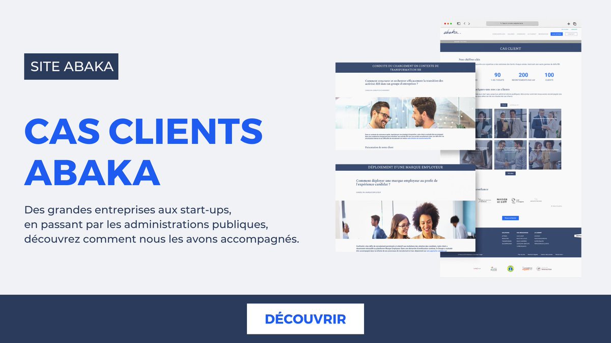🔎 Plongez au cœur de notre expertise de cabinet de Conseil RH avec notre sélection d’étude de cas clients. 

💼 Découvrez les différentes étapes de notre collaboration jusqu’à la concrétisation de solutions pérennes et adaptées pour notre client. 

🔗 abaka.fr/cas-clients/