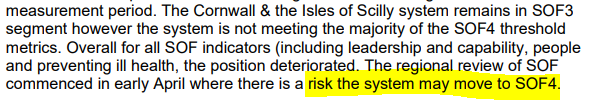 ncarding's tweet photo. Cornwall's health chiefs at @ciosicb warn the ICS could be relegated into the bottom tier of the NHS oversight framework amid problems with emergency and elective care performance. 

That would mean more national scrutiny &amp; less control locally over budgets and decisions. https://t.co/i5FEmJV0PV