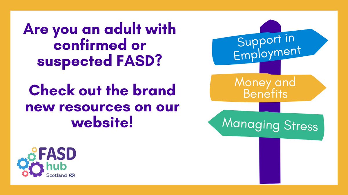 Are you an adult / young person with FASD? Check out our BRAND NEW online resources that cover Education and Employment, Everyday Life, and Wellbeing: ow.ly/m3jf50Rbmk5 To get help and support with any of these issues, please get in touch with the Hub!! #FASD